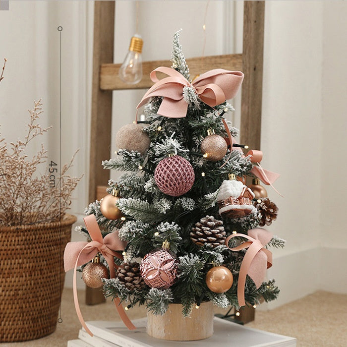Mini Christmas Tree Decoration With Warm Lights & Ornaments