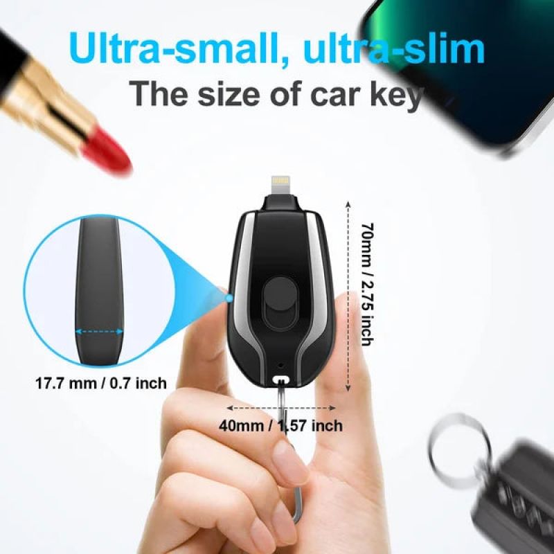 Keychain Phone Charger 1500mAh Portable Emergency Power