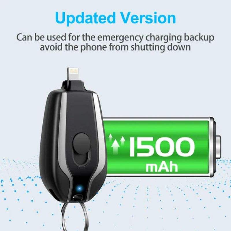 Keychain Phone Charger 1500mAh Portable Emergency Power