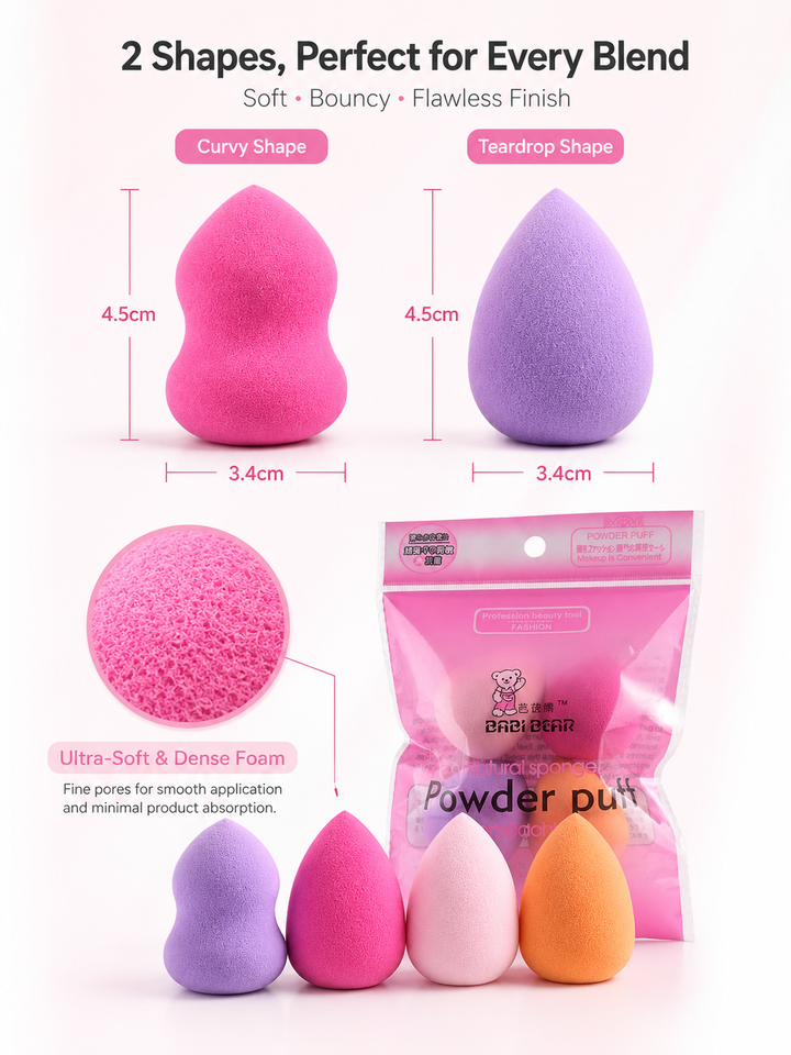 4-Piece Mini Makeup Sponge Puff Set — Blend & Contour