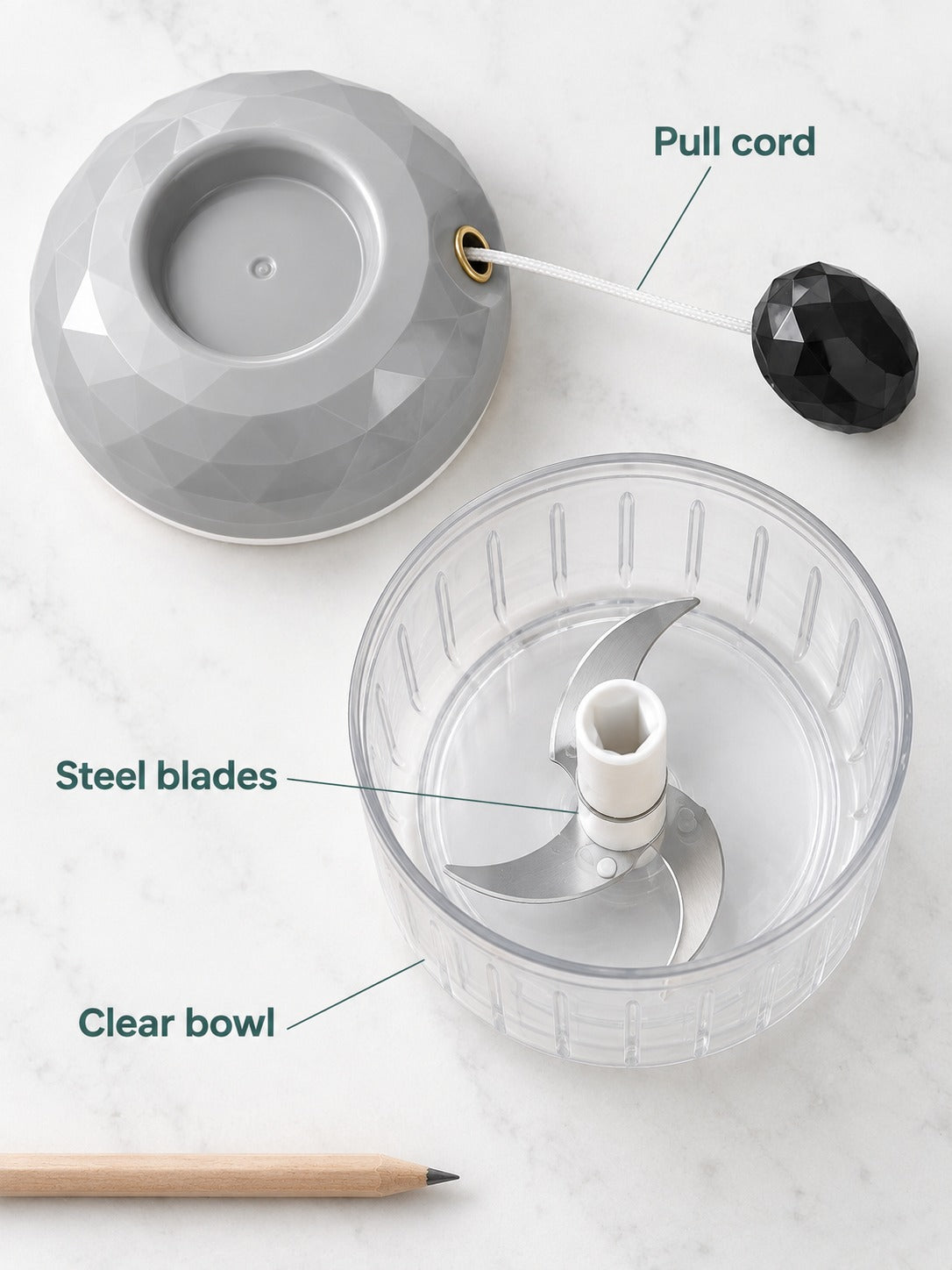 Mini Manual Garlic Chopper with Pull Cord, Fast Mince