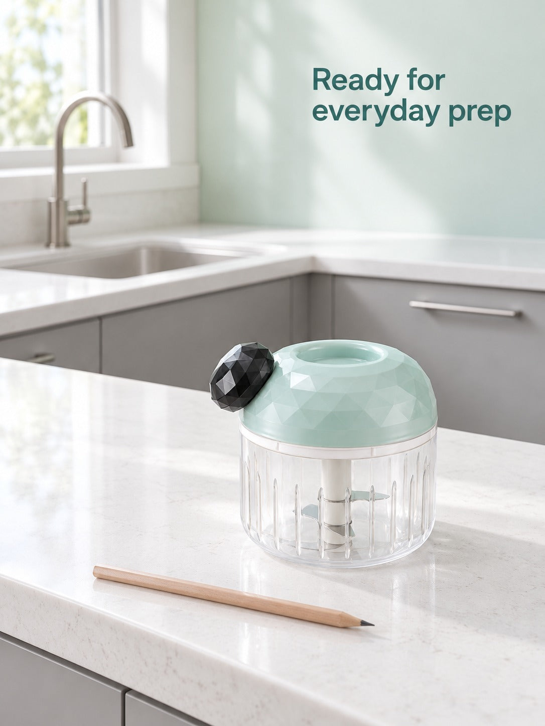 Mini Manual Garlic Chopper with Pull Cord, Fast Mince