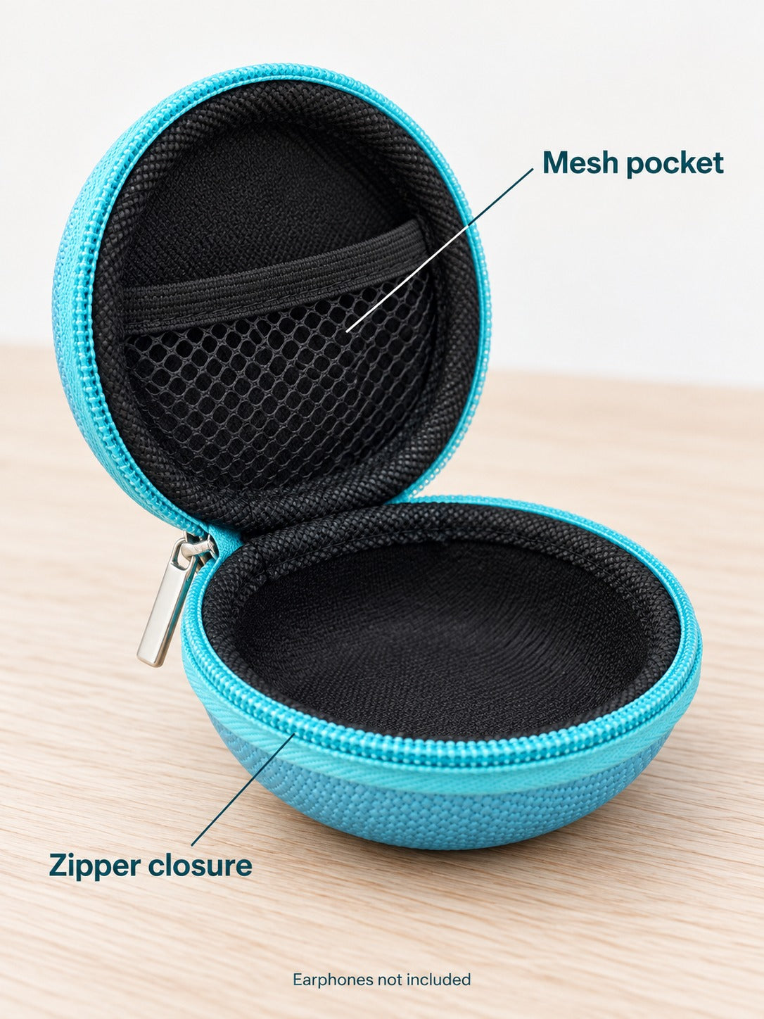 Mini Round Zipper Earphone Pouch for Coins and SD Cards
