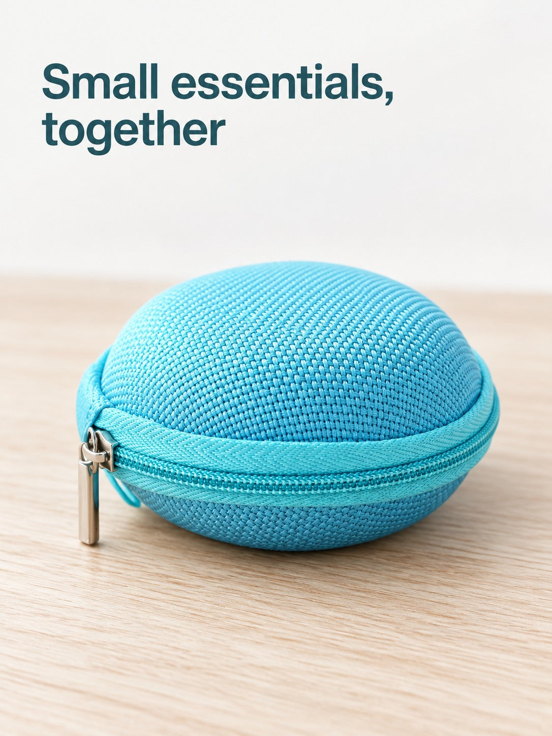 Mini Round Zipper Earphone Pouch for Coins and SD Cards