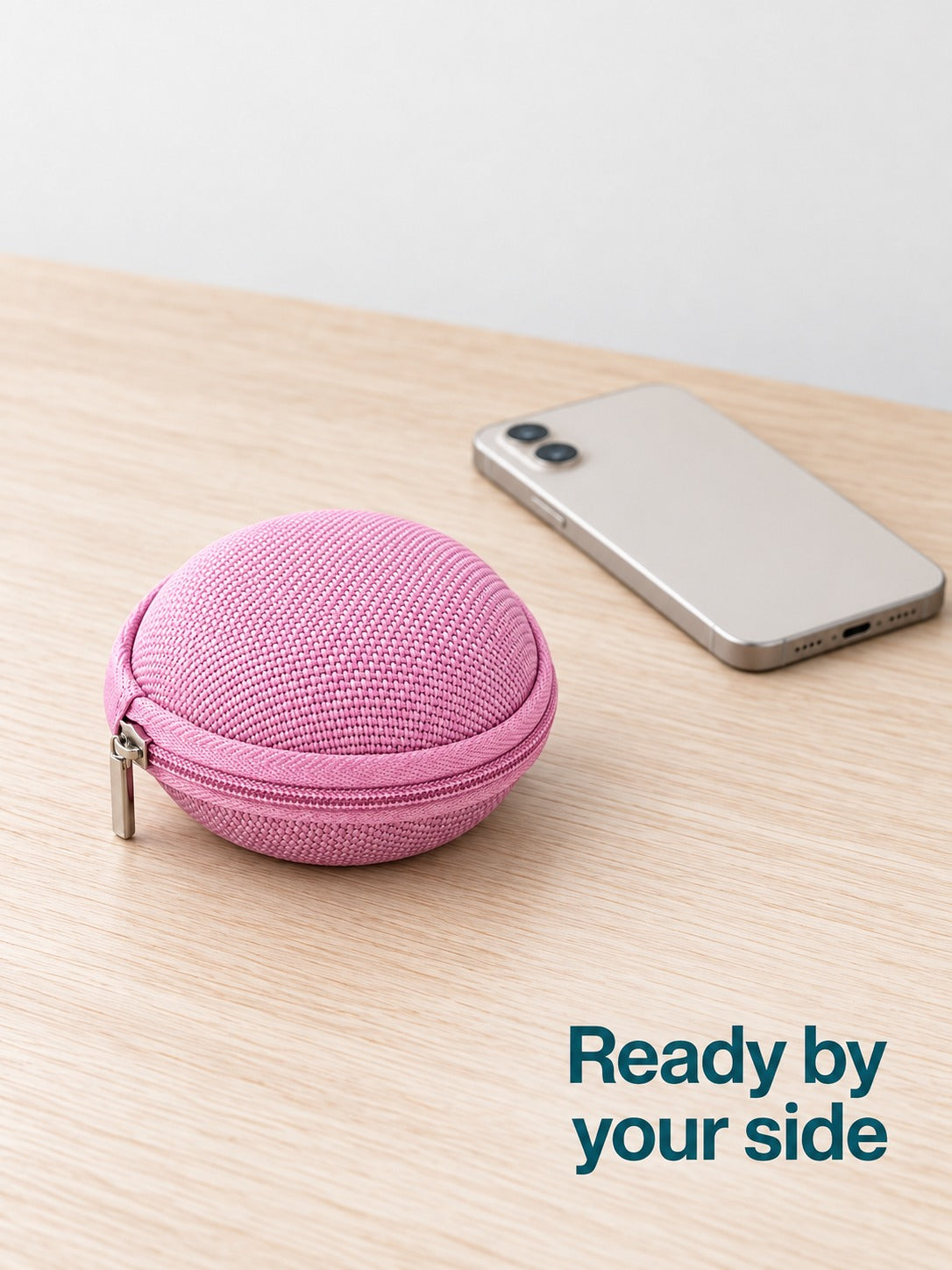 Mini Round Zipper Earphone Pouch for Coins and SD Cards