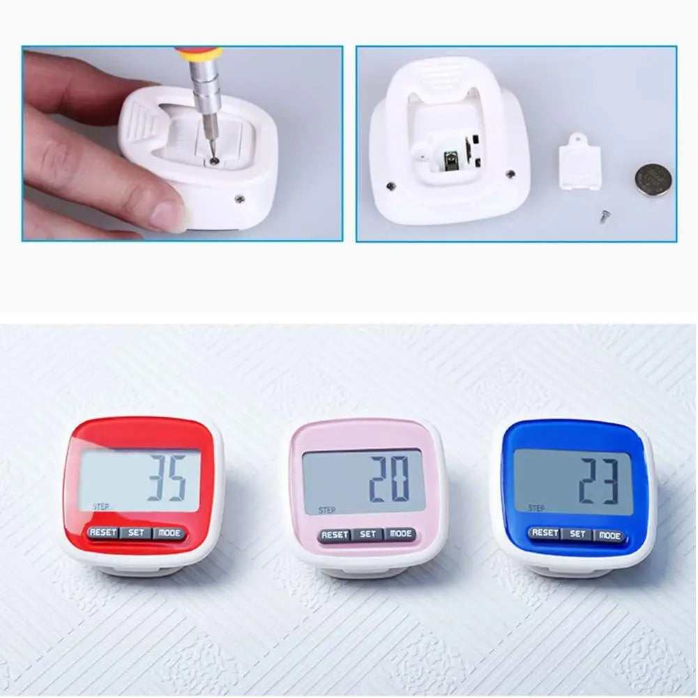 Clip-On Step Counter Pedometer with Big LCD Display