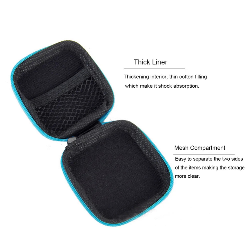 Mini Zipper Headphone Case for Earbuds and USB Cables