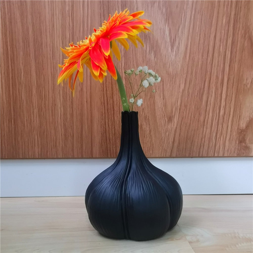Black Resin Vase for Modern Sculptural Small-Space Decor