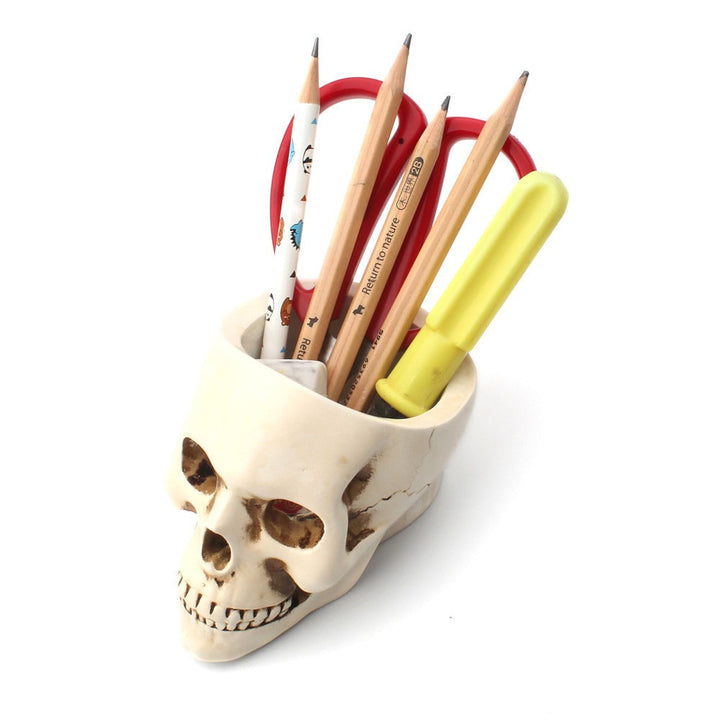 Skull Desk Organizer and Gothic Candle Holder Decor