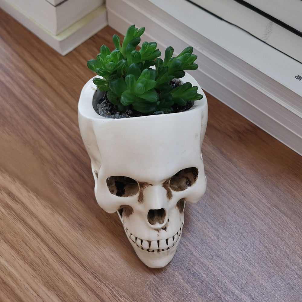 Skull Desk Organizer and Gothic Candle Holder Decor