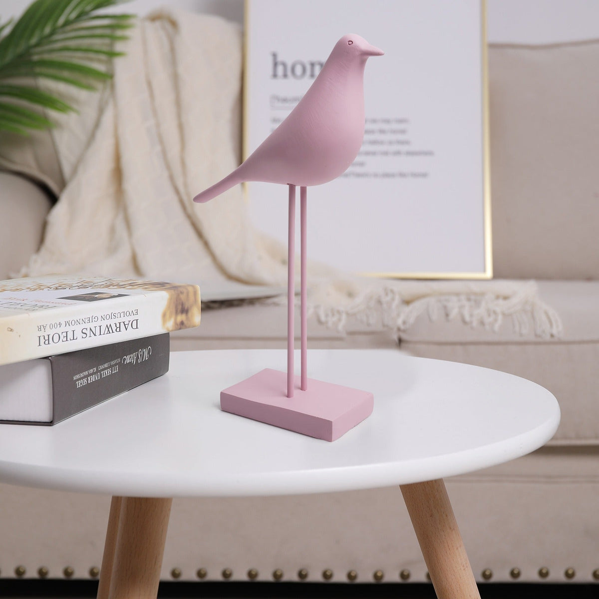 Minimalist Pigeon Ornament Set - Dusty Pink Decor