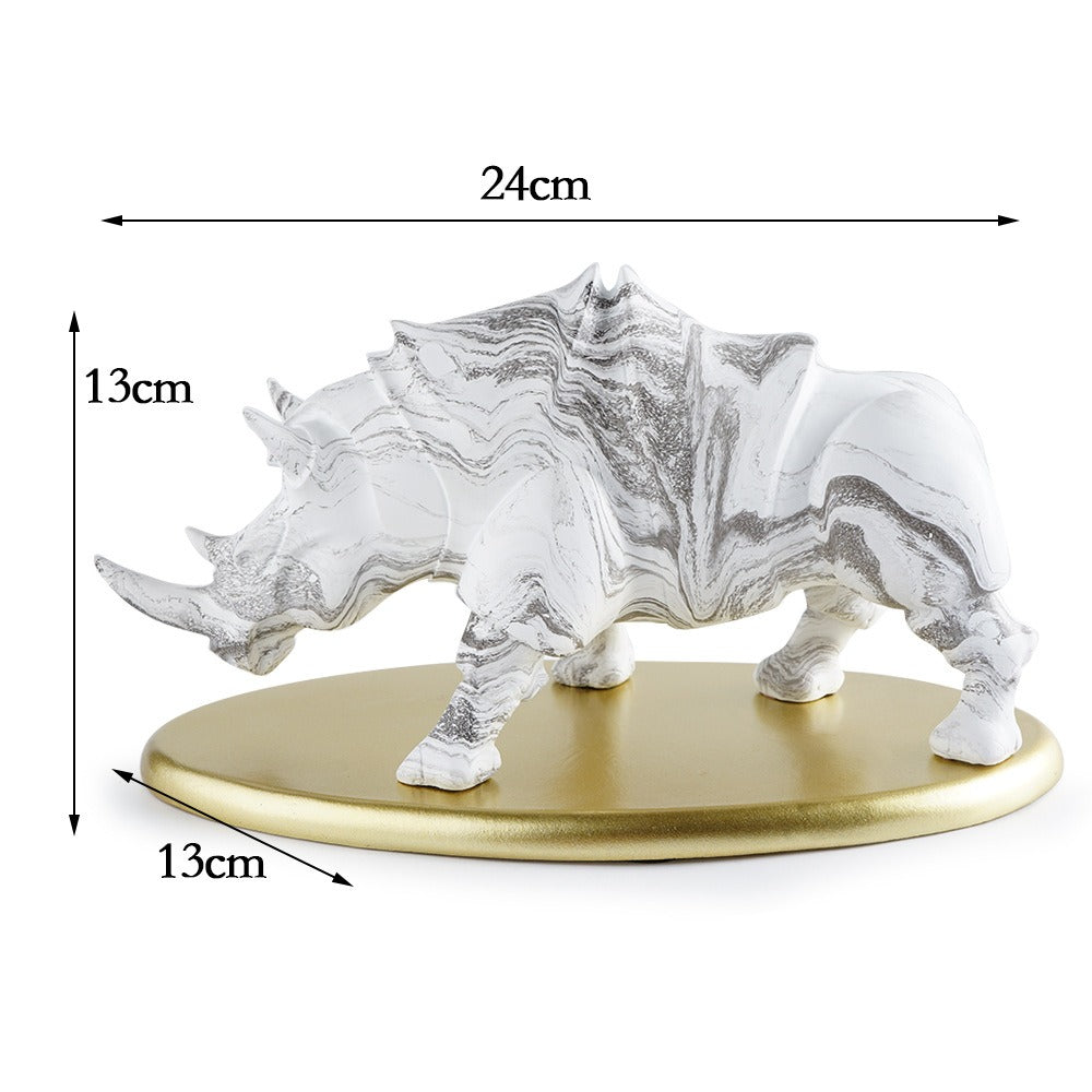 Rhinoceros Home Decor Sculpture With Gold Display Base