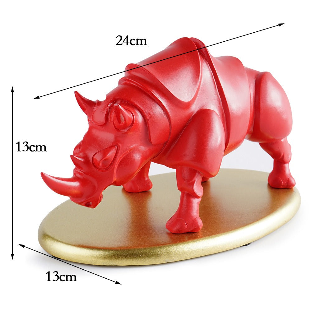 Rhinoceros Home Decor Sculpture With Gold Display Base