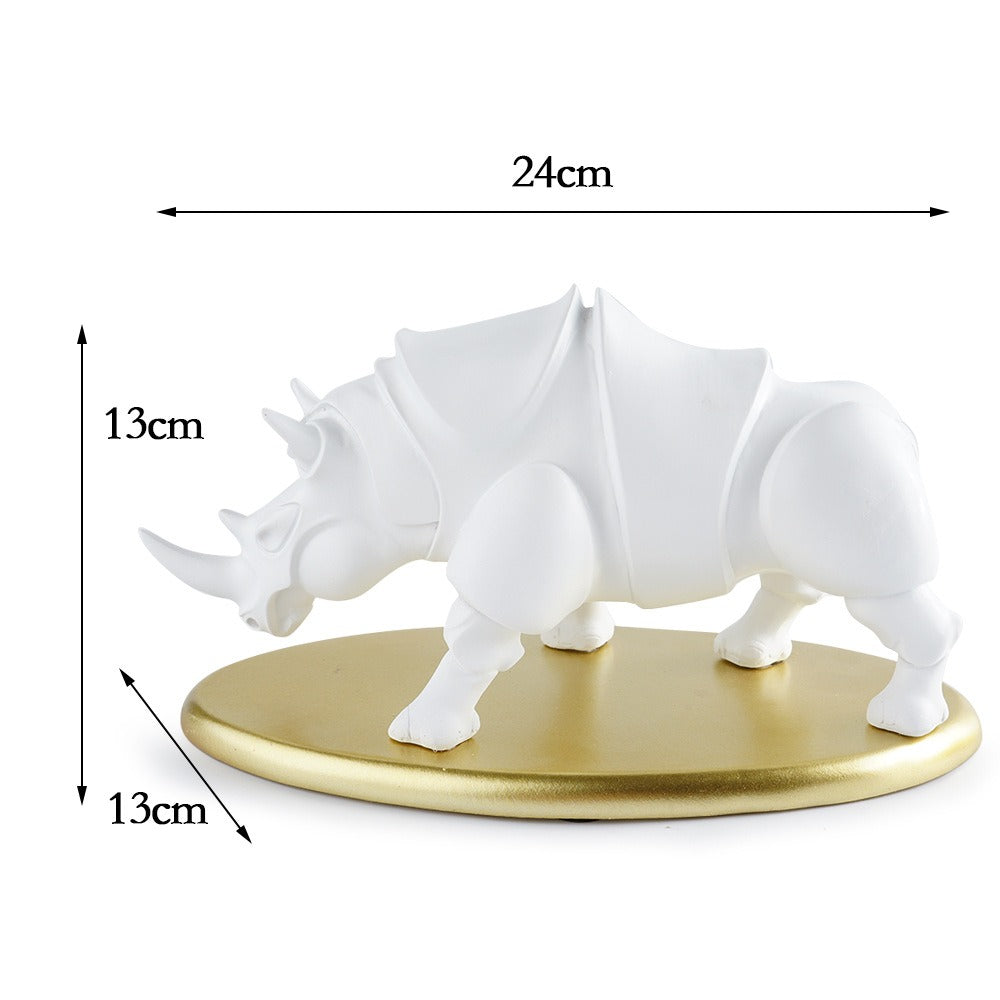 Rhinoceros Home Decor Sculpture With Gold Display Base