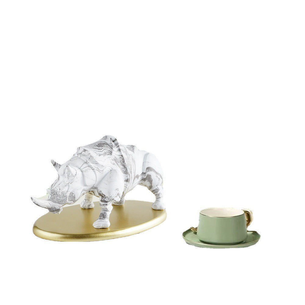 Rhinoceros Home Decor Sculpture With Gold Display Base