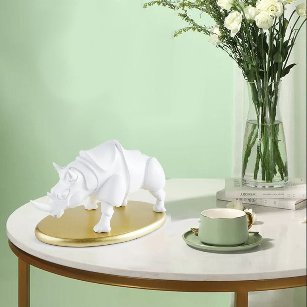 Rhinoceros Home Decor Sculpture With Gold Display Base