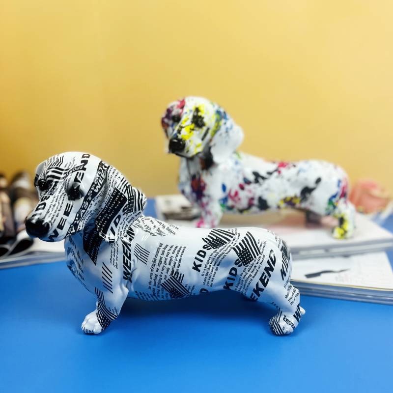 Dachshund Resin Ornament for Playful Modern Home Decor