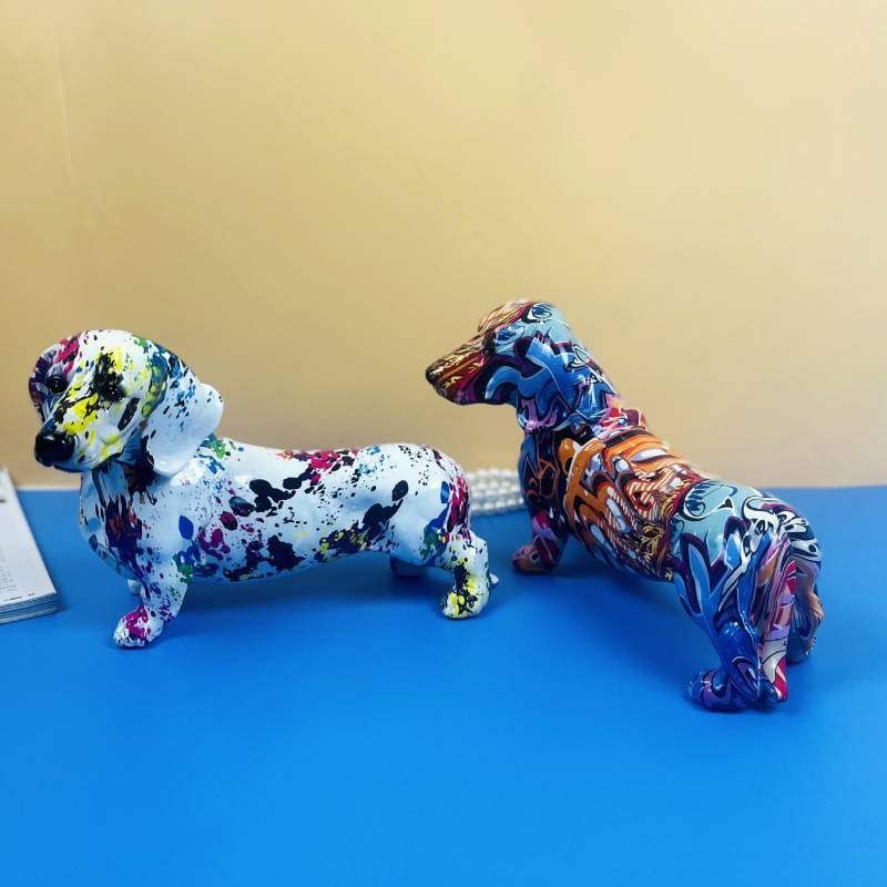Dachshund Resin Ornament for Playful Modern Home Decor
