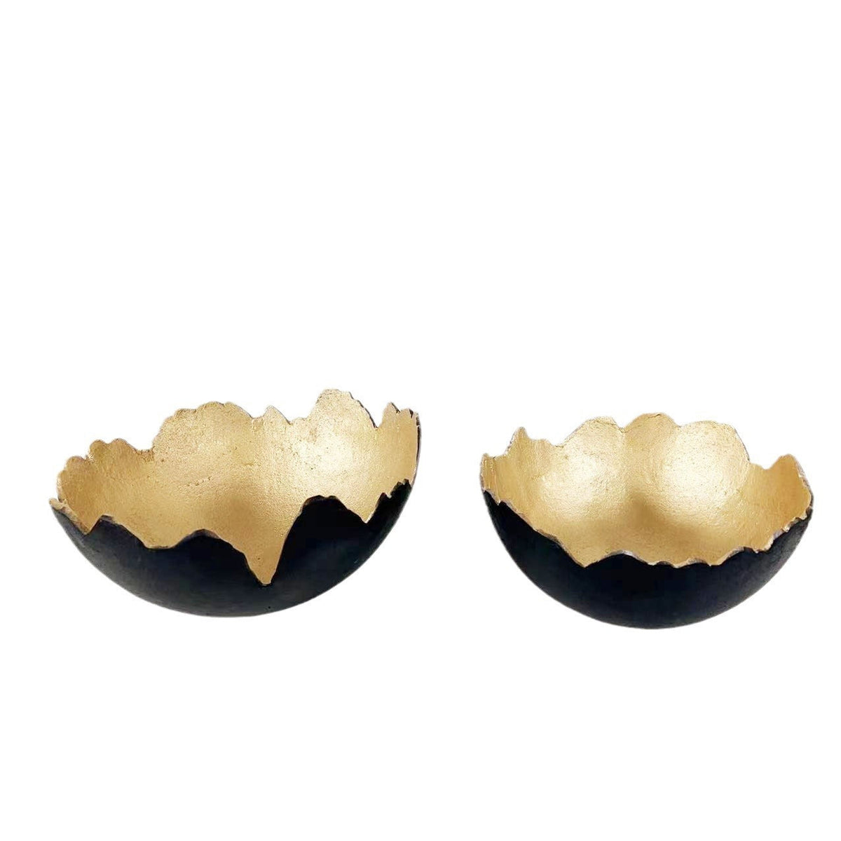Decorative Fruit Bowl Tray, Matte Black & Gold Alloy
