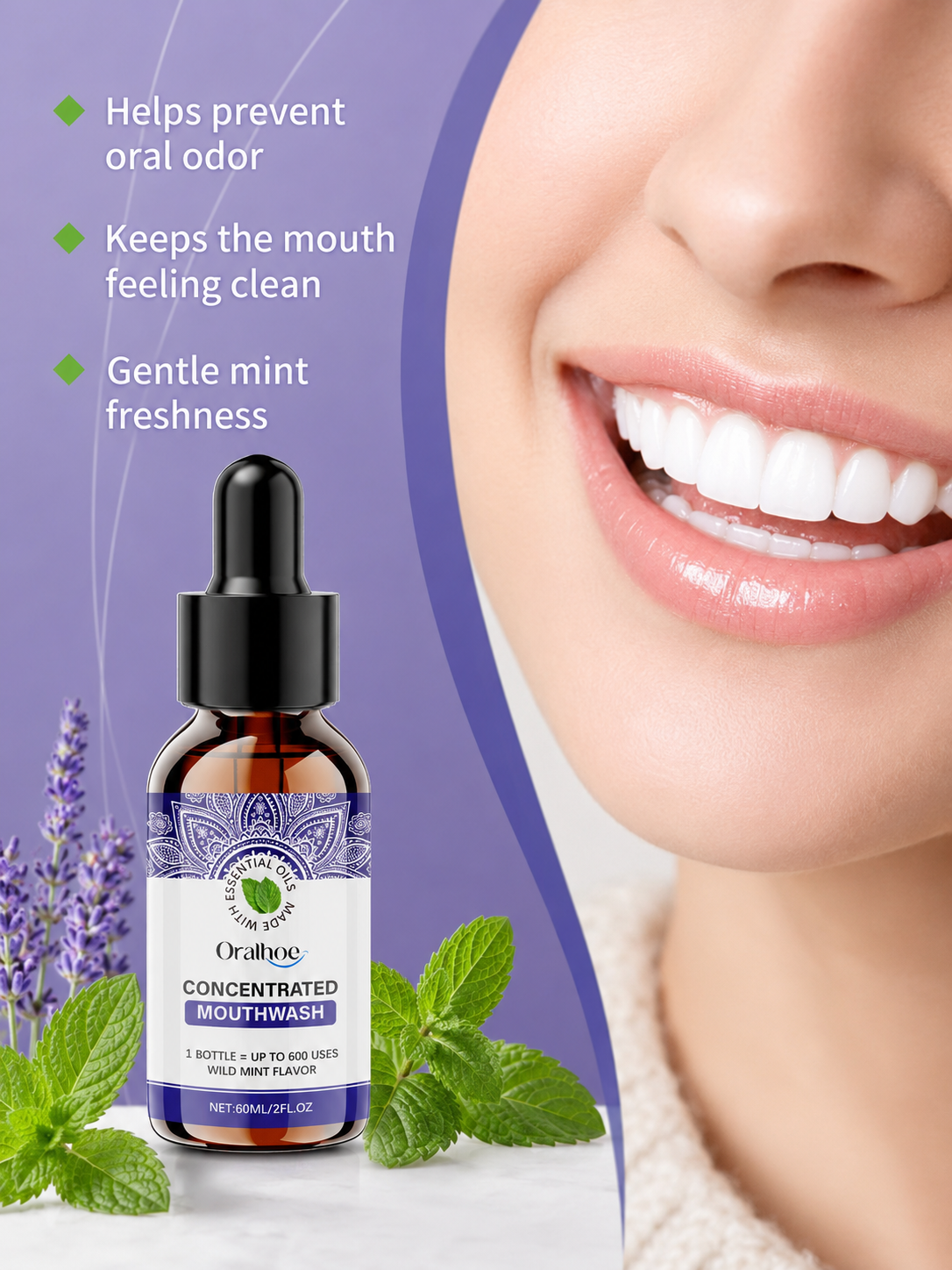 Concentrated Wild Mint Mouthwash — 600 Uses, Fresh Breath