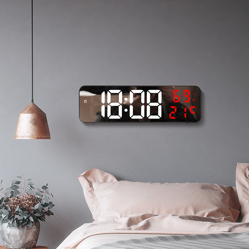 Mirror Digital LED Wall Clock with Temperature Display