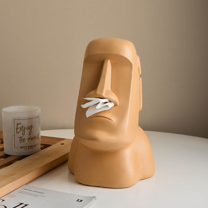 Moai Tissue Holder: Playful Sculptural Home Storage