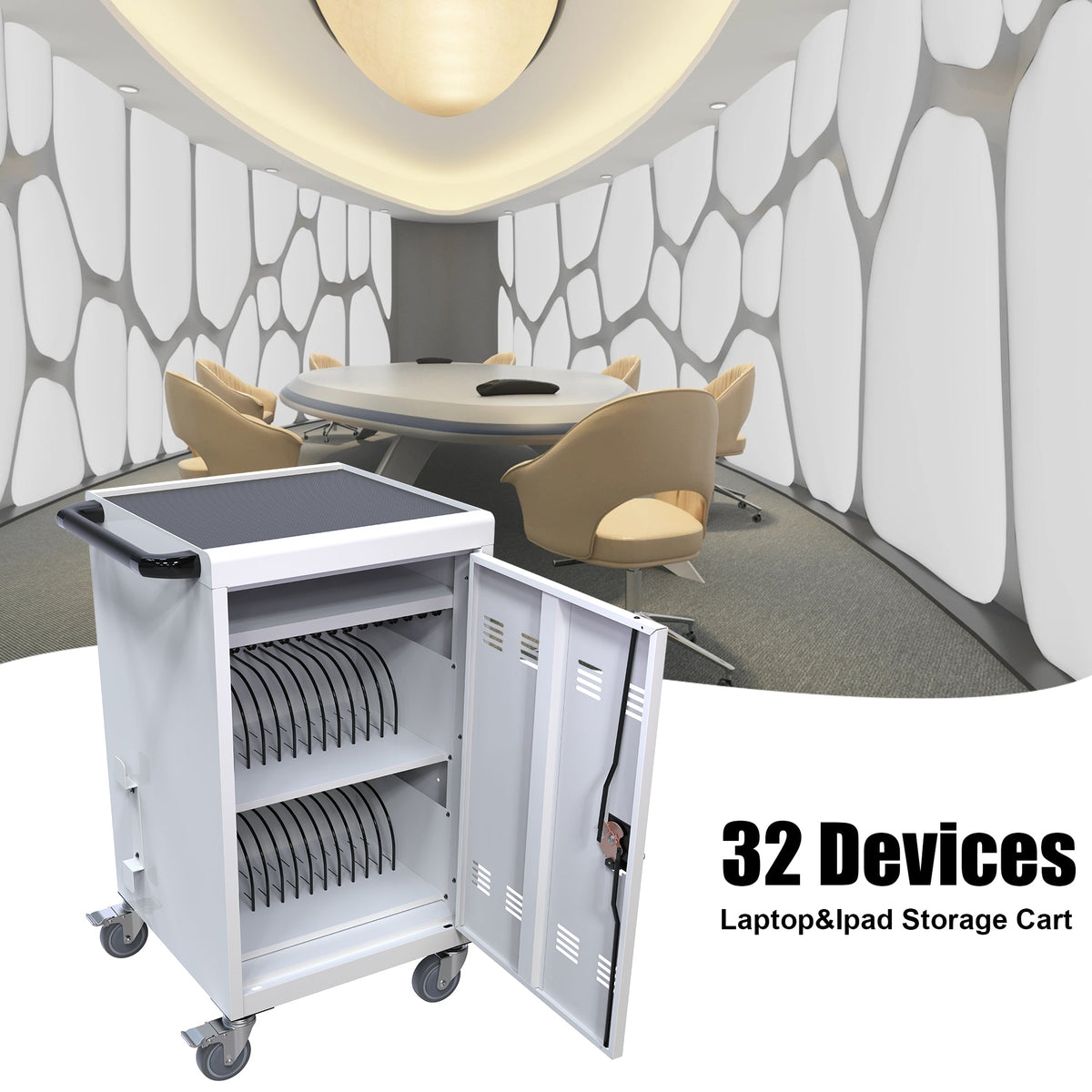 Mobile Laptop & Tablet Charging Cart for 32 Devices