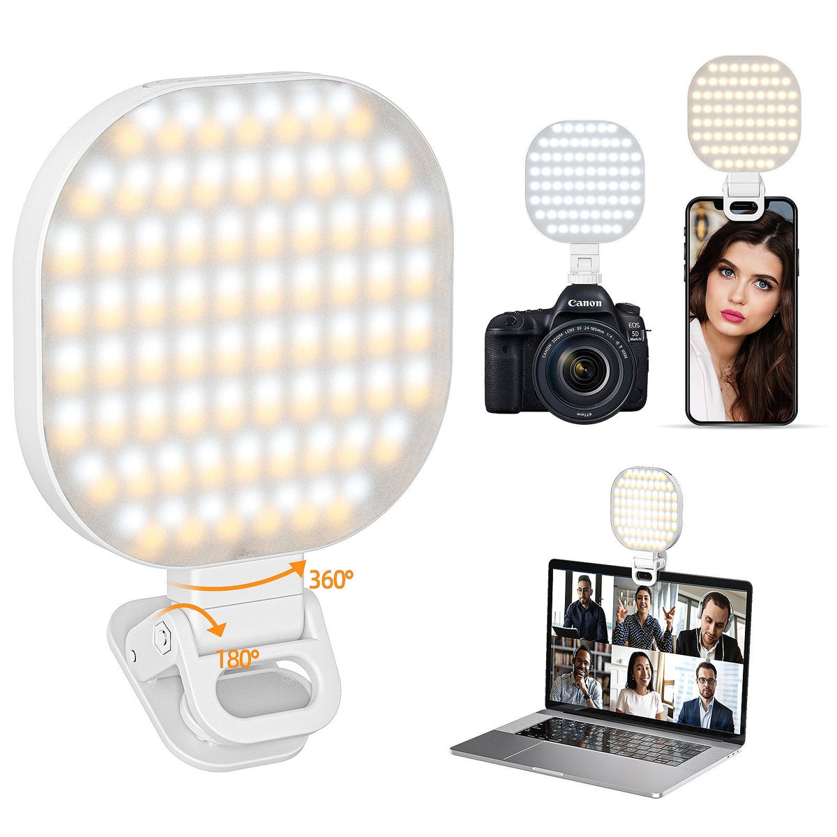 Clip-On LED Fill Light for Video Calls and Streams