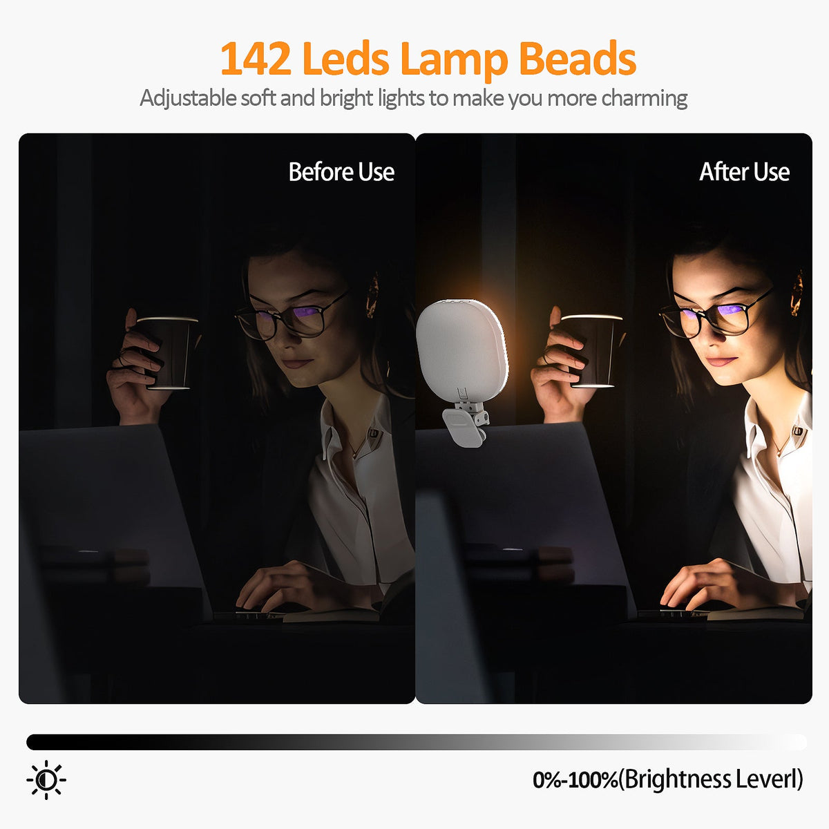 Clip-On LED Fill Light for Video Calls and Streams