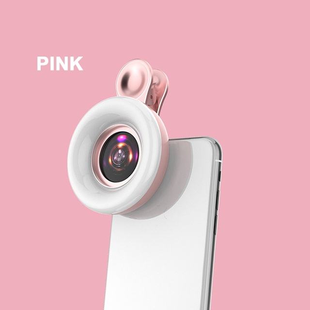Phone Macro Lens with Ring Fill Light for Makeup
