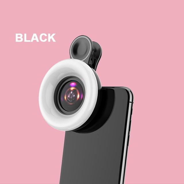 Phone Macro Lens with Ring Fill Light for Makeup