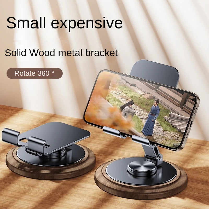 Walnut Phone Stand with 360° Swivel for Desk Calls