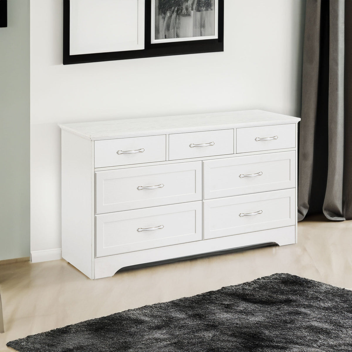 7 Drawer Dresser Chest with Anti-Tip Safety in White