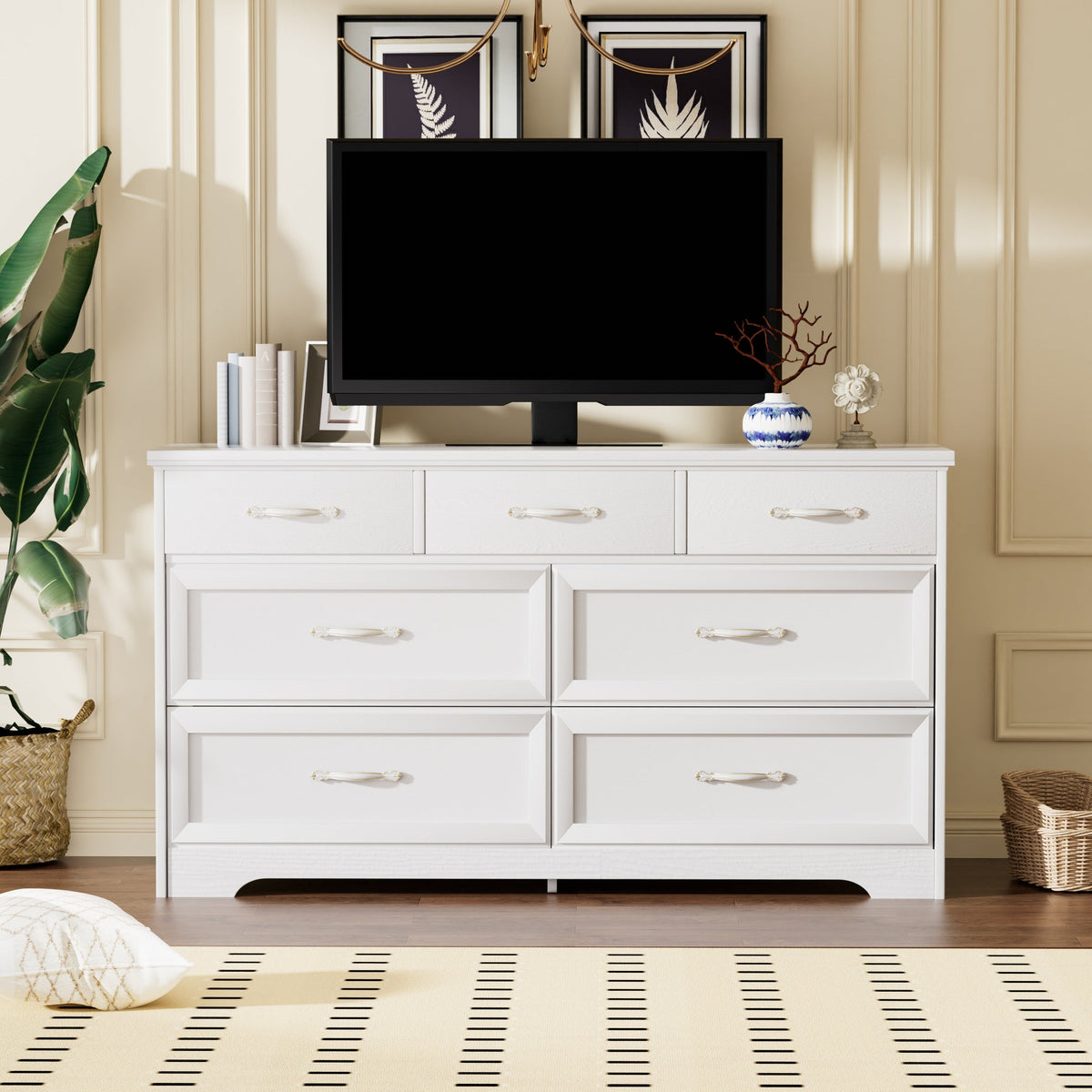 7 Drawer Dresser Chest with Anti-Tip Safety in White