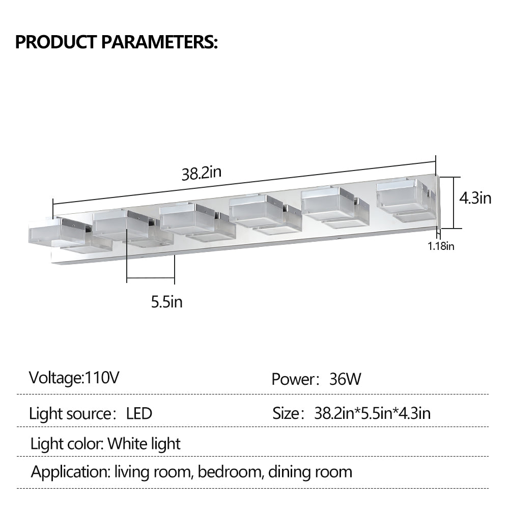 Modern 6-Light Chrome LED Vanity Light for Bathrooms