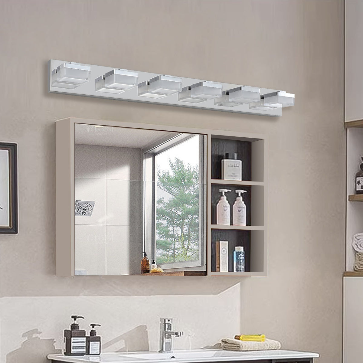 Modern 6-Light Chrome LED Vanity Light for Bathrooms