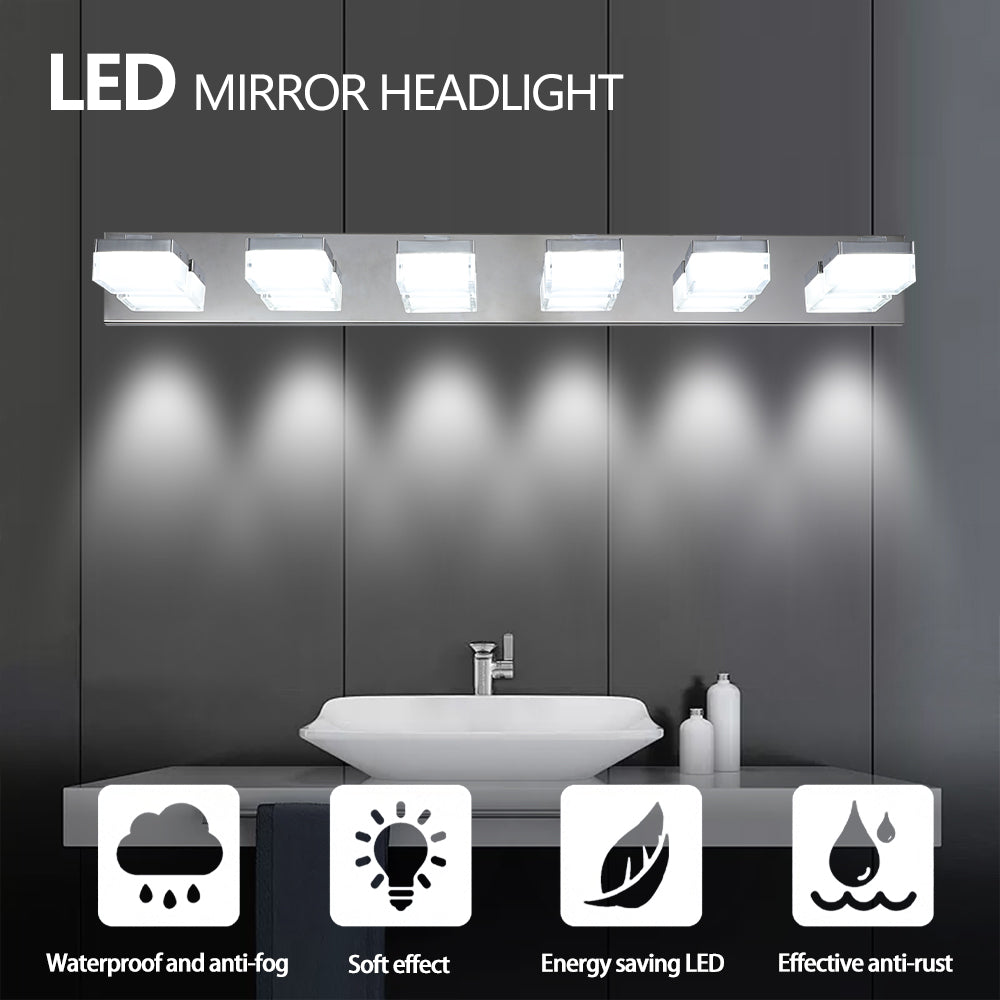 Modern 6-Light Chrome LED Vanity Light for Bathrooms