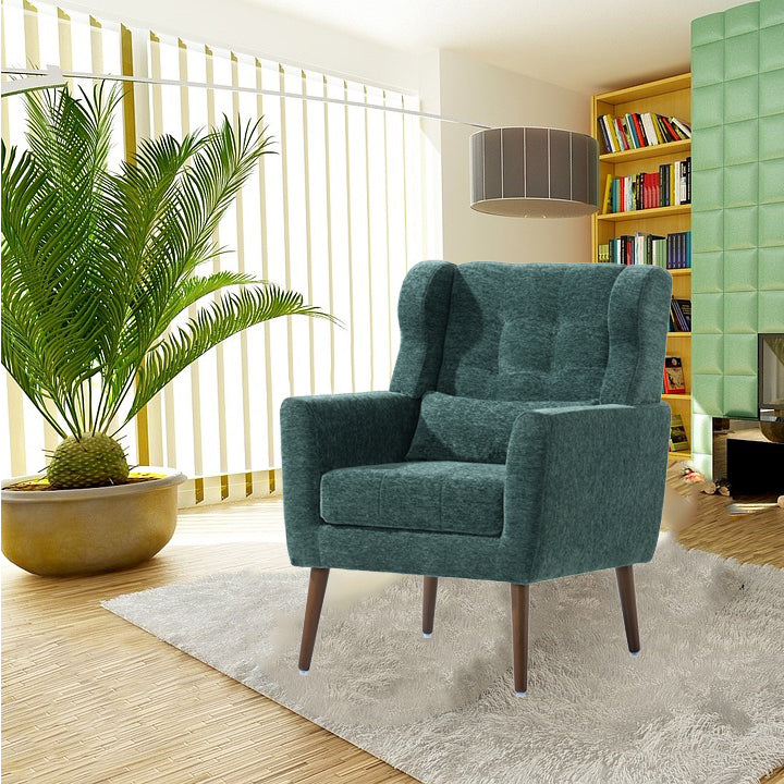 Tufted Mid-Century Accent Chair with Lumbar Pillow
