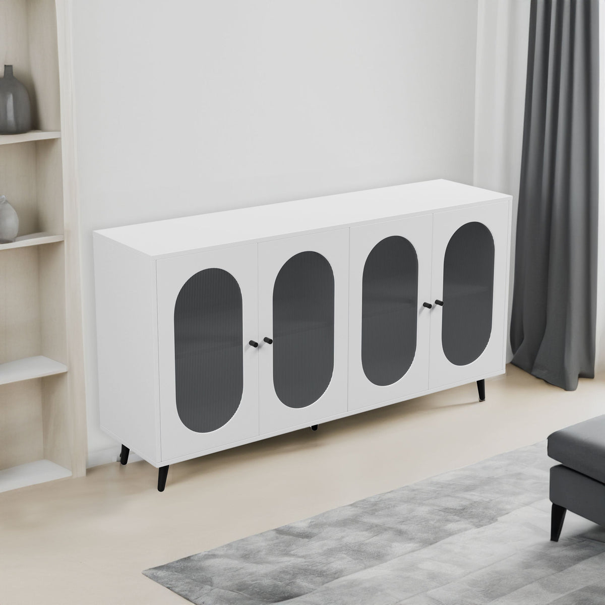 White Sideboard Cabinet with Acrylic Doors for Storage