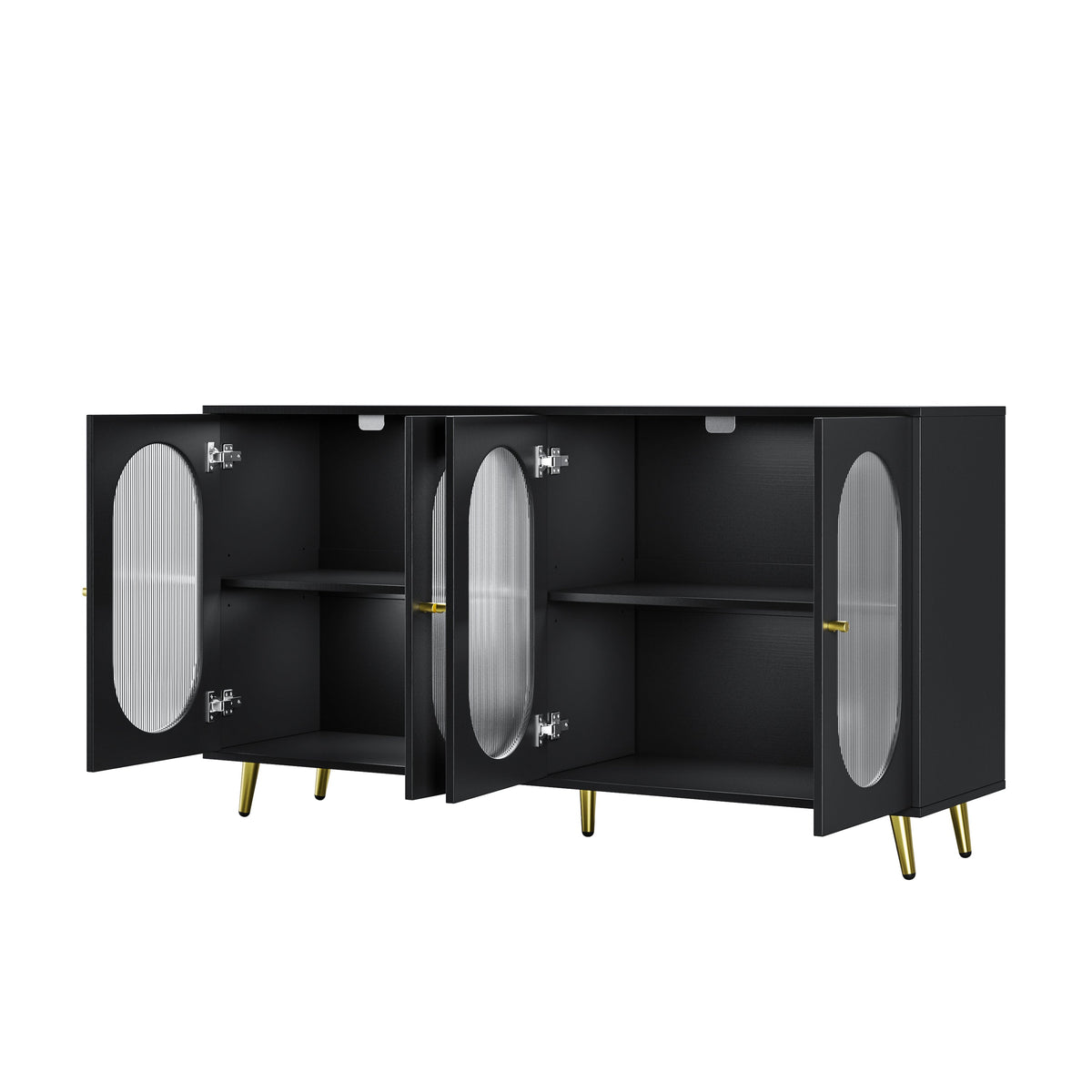 Modern Black Sideboard with Acrylic Doors & Storage