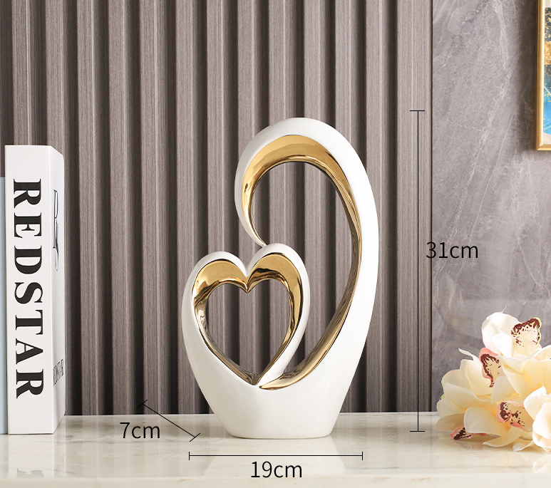 Heart-to-Heart Ceramic Ornament for Elegant Home Decor