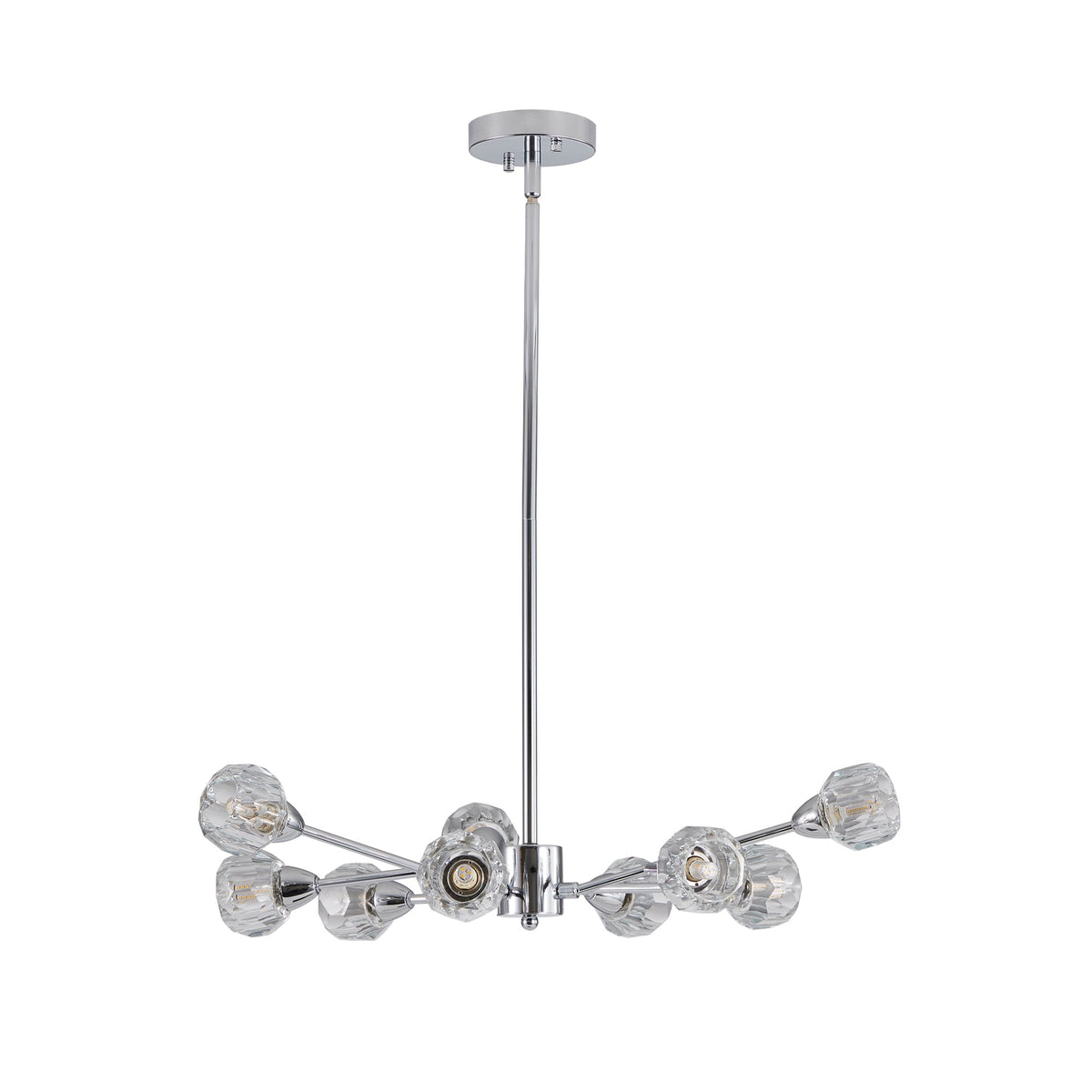 9-Light Modern Chrome Chandelier with Crystal-Style Shades