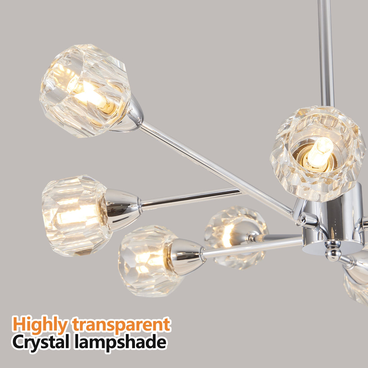 9-Light Modern Chrome Chandelier with Crystal-Style Shades