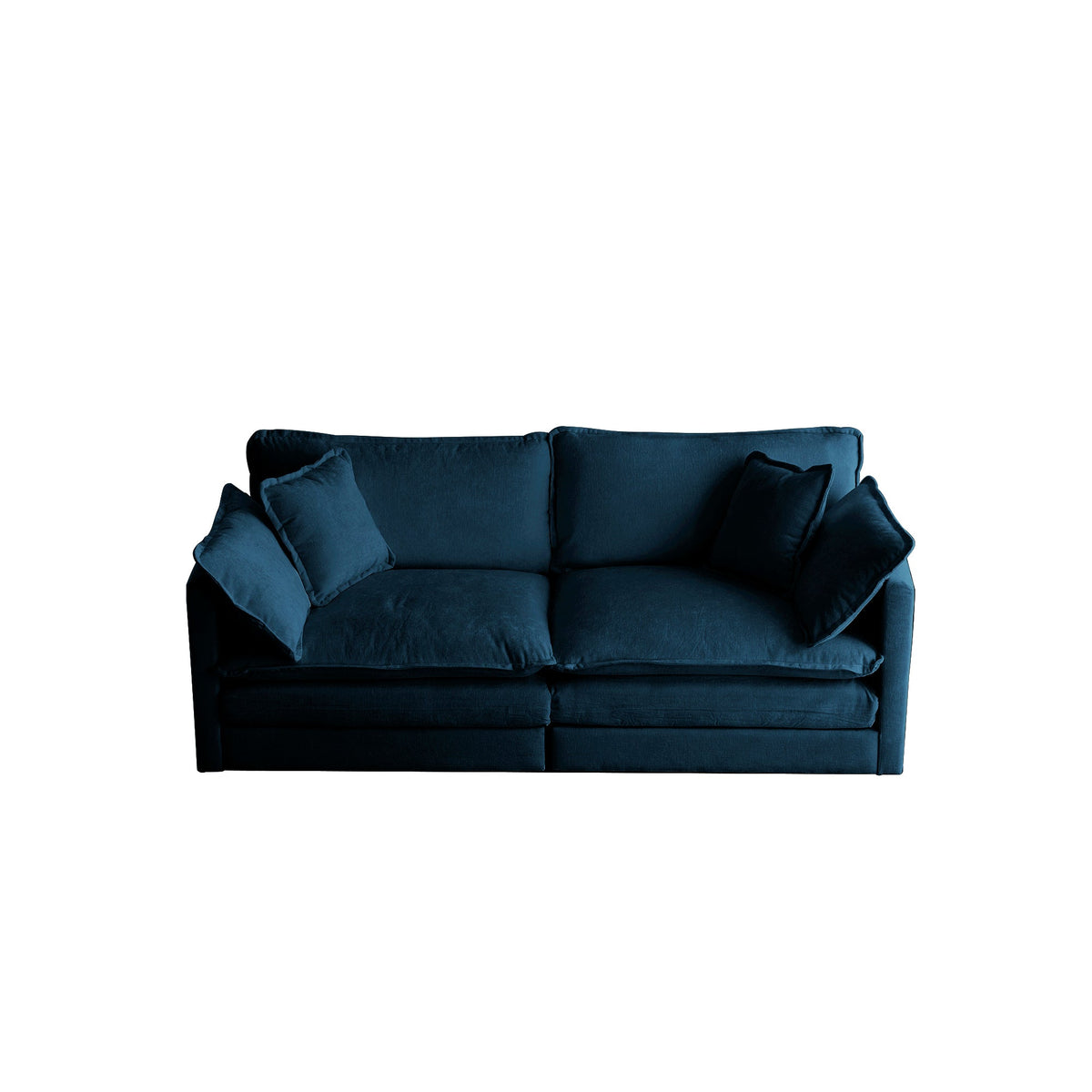 Blue Chenille Loveseat Sofa with Deep Seat & Pillows