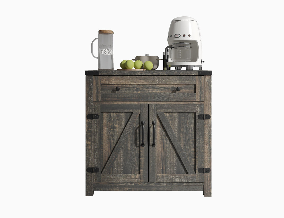 Farmhouse Barn Door Accent Cabinet with Hidden Storage