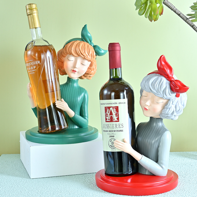Modern Wine Bottle Holder Sculptural Tabletop Decor