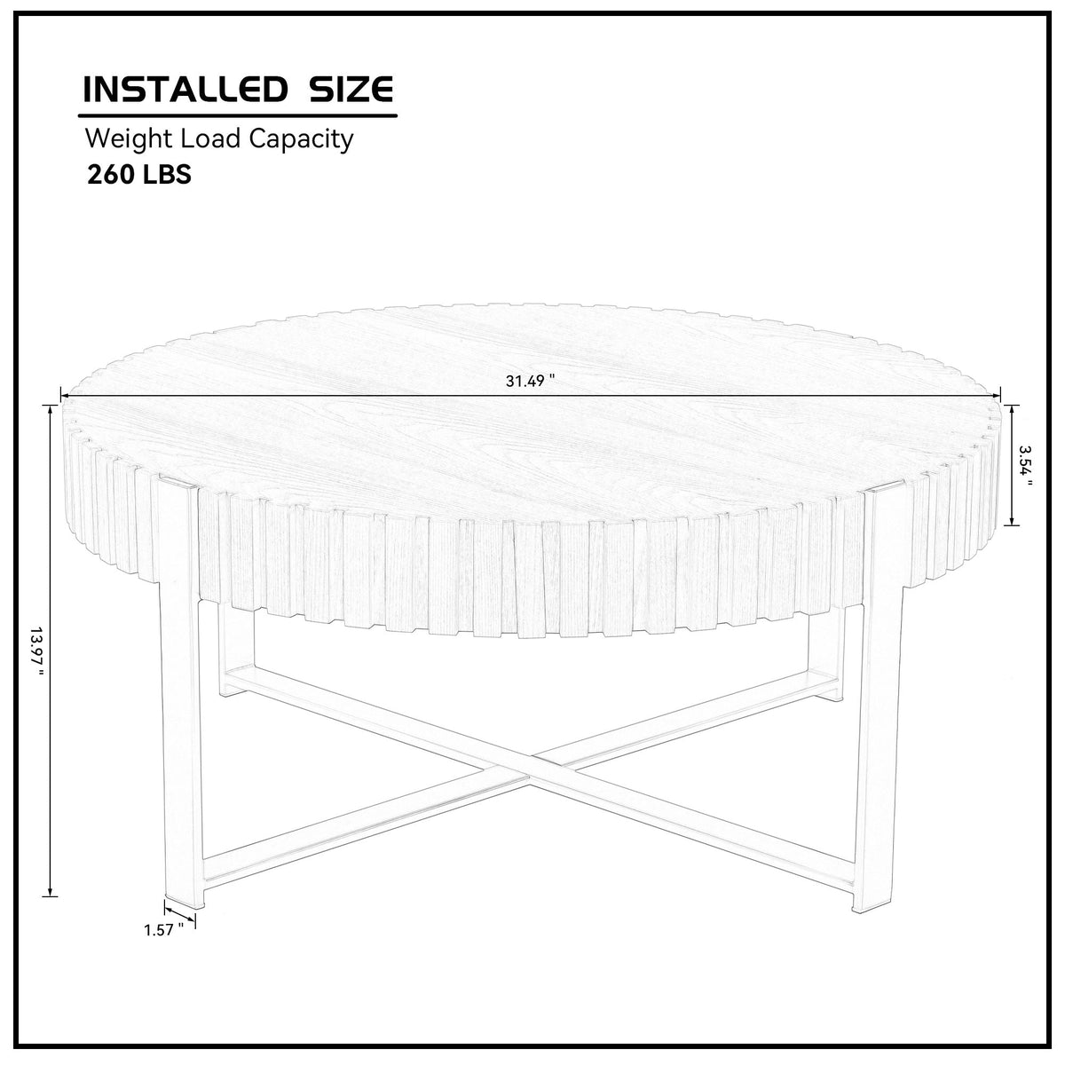 Round Drum Coffee Table 31.5 Inch Modern Living Room