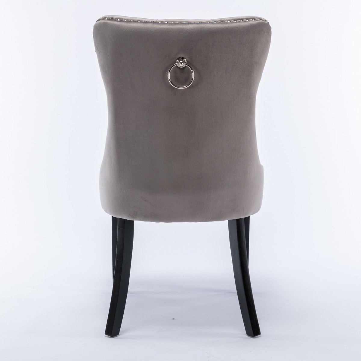 Velvet Tufted Dining Chair with Nailhead Trim, Gray