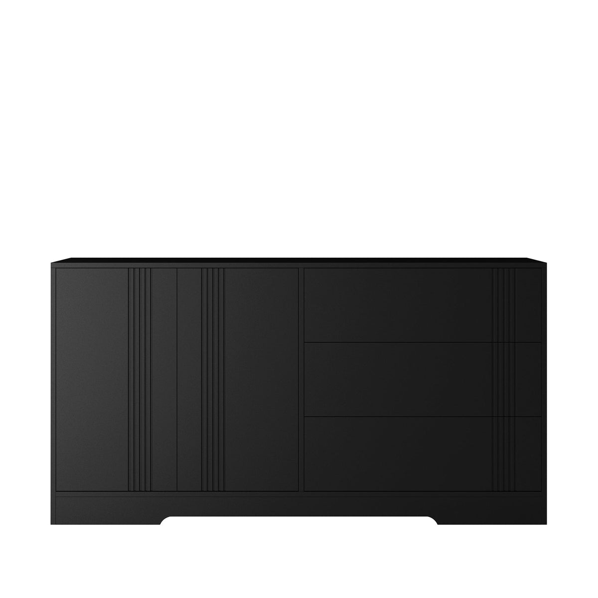 Black Sideboard Buffet with Doors and Drawers for Storage