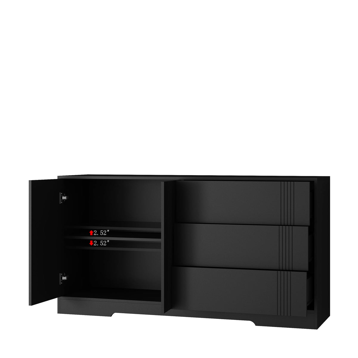 Black Sideboard Buffet with Doors and Drawers for Storage